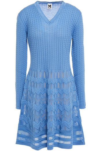 M MISSONI Pointelle-trimmed crochet-knit wool-blend mini dress