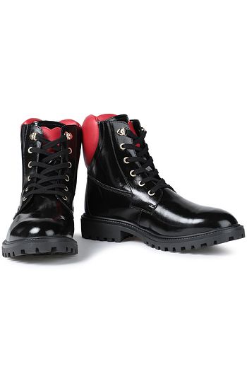 LOVE MOSCHINO Faux patent-leather combat boots