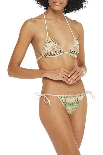 MISSONI MARE Metallic crochet-knit halterneck triangle bikini