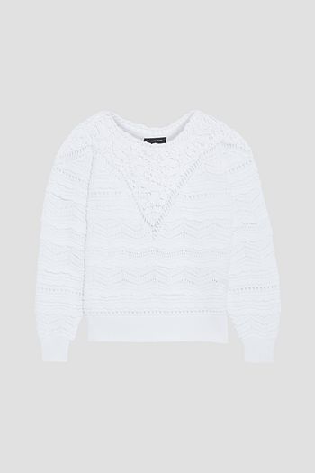 ISABEL MARANT Camden crochet-paneled pointelle-knit cotton sweater