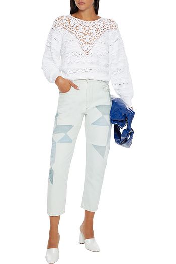 ISABEL MARANT Camden crochet-paneled pointelle-knit cotton sweater