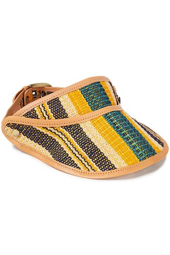 ZIMMERMANN Leather-trimmed striped raffia visor