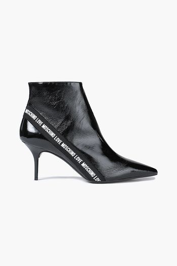 LOVE MOSCHINO Crinkled patent-leather ankle boots