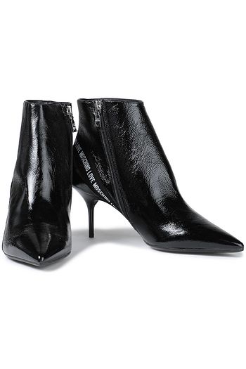 LOVE MOSCHINO Crinkled patent-leather ankle boots