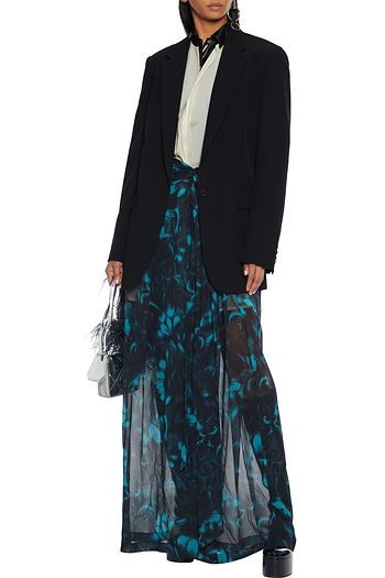 DRIES VAN NOTEN Floral-print silk-chiffon maxi wrap skirt