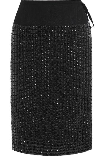 DRIES VAN NOTEN Sequin-embellished georgette skirt