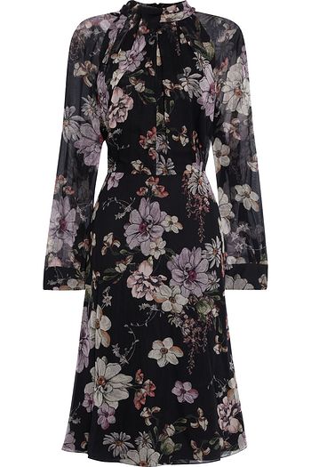 ADAM LIPPES Twisted pleated floral-print silk-chiffon dress