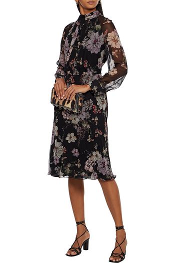 ADAM LIPPES Twisted pleated floral-print silk-chiffon dress