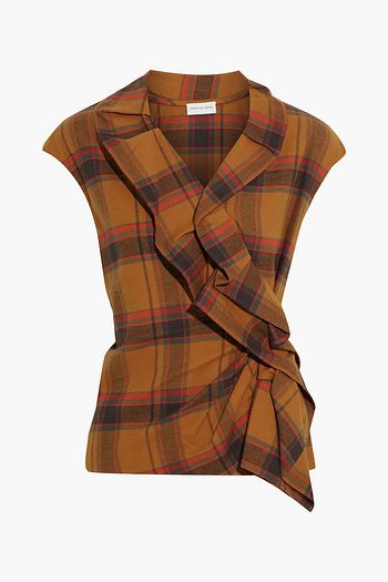DRIES VAN NOTEN Cavyl ruffled checked cotton-flannel top