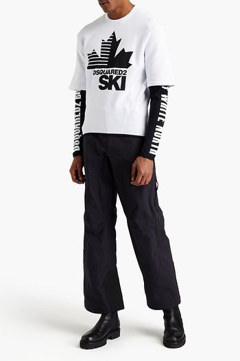 DSQUARED2 Paneled printed two-tone stretch-jersey and fleece sweatshirt