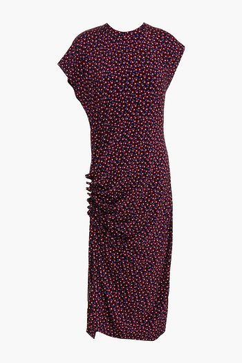 PACO RABANNE Ruched floral-print stretch-jersey midi dress