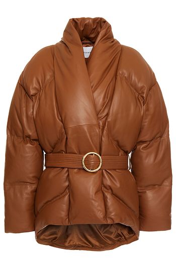 FRAME Quilted belted padded leather jacket