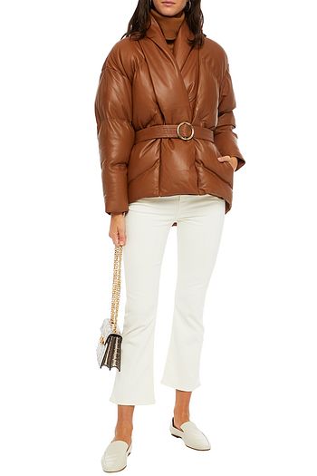 FRAME Quilted belted padded leather jacket