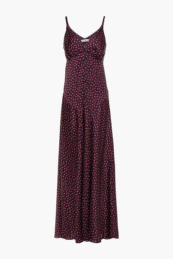 PACO RABANNE Gathered floral-print satin gown