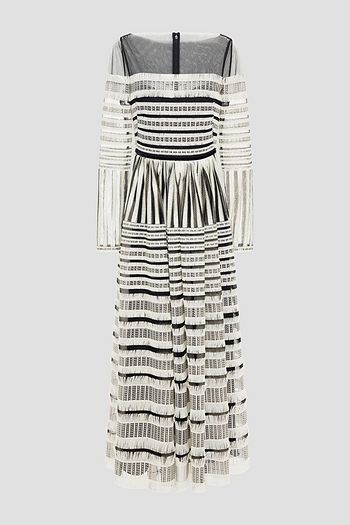 AMANDA WAKELEY Belted velvet-trimmed embroidered fringed tulle maxi dress