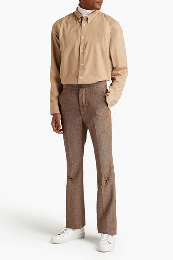 MARNI Distressed wool-tweed chinos