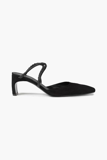 ROSETTA GETTY Leather-trimmed suede mules