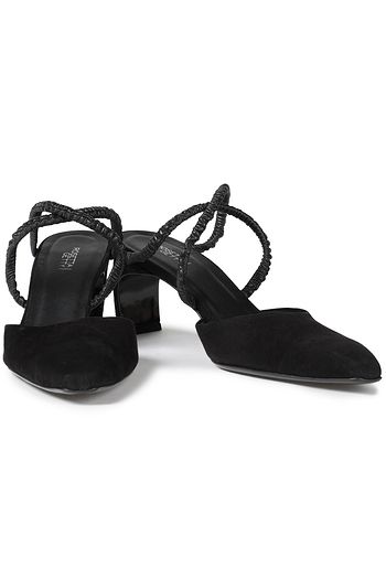 ROSETTA GETTY Leather-trimmed suede mules