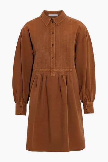SEE BY CHLOÉ Pintucked slub cotton mini shirt dress