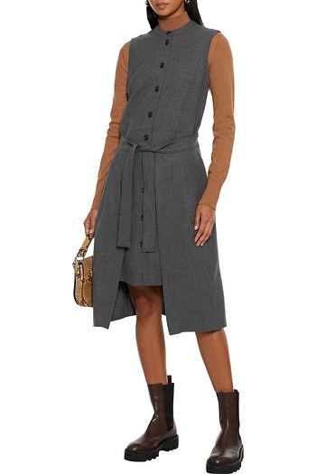 SEE BY CHLOÉ Tie-front brushed wool-blend twill dress