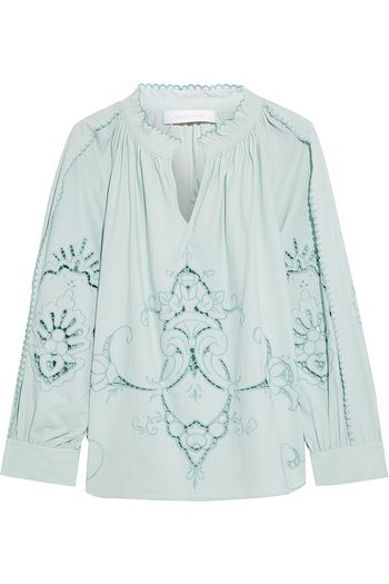 SEE BY CHLOÉ Gathered broderie anglaise cotton blouse