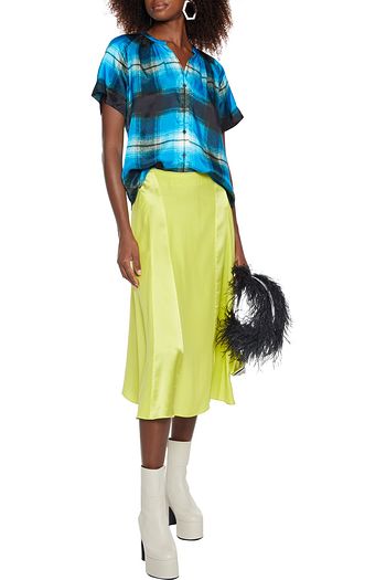 DRIES VAN NOTEN Chen gathered checked satin-twill shirt