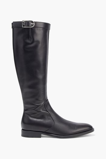 SERGIO ROSSI Buckle-detailed leather knee boots