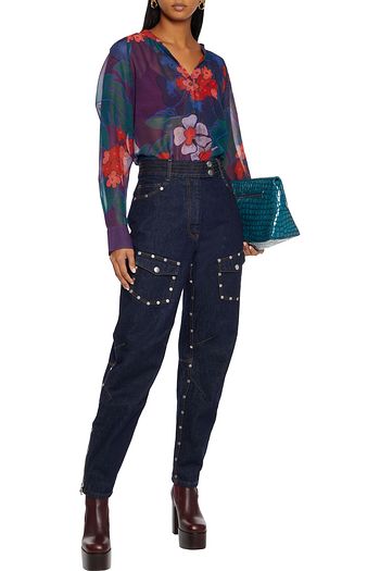 DRIES VAN NOTEN Chenai gathered floral-print silk-georgette blouse