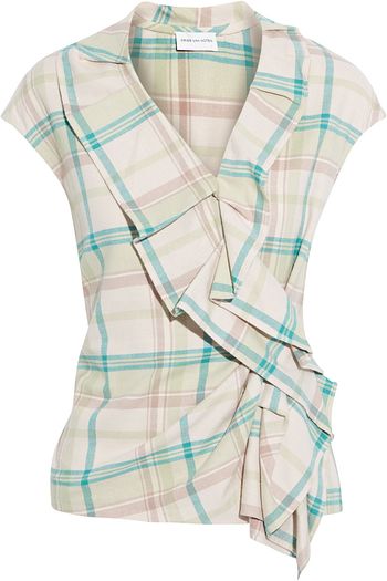DRIES VAN NOTEN Cavyl ruffled checked cotton-flannel top