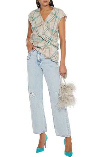 DRIES VAN NOTEN Cavyl ruffled checked cotton-flannel top