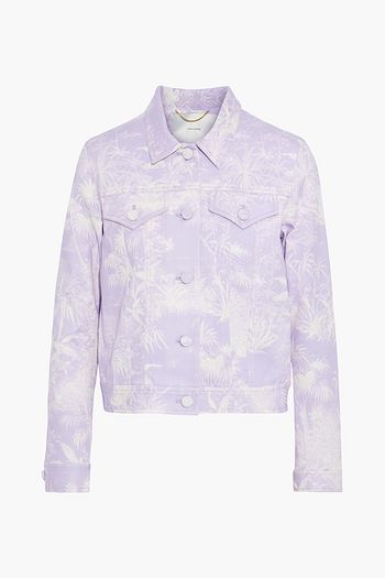 ADAM LIPPES Cropped printed denim jacket