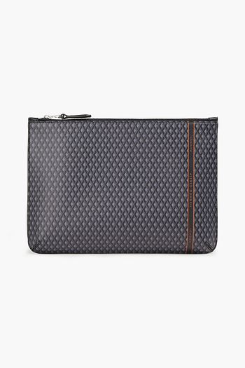 DUNHILL Leather-trimmed printed coated canvas pouch