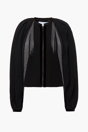AMANDA WAKELEY Chain-trimmed cady bomber jacket