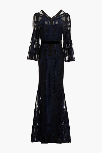 AMANDA WAKELEY Metallic embroidered tulle gown