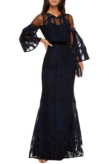 AMANDA WAKELEY Metallic embroidered tulle gown