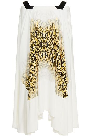 AMANDA WAKELEY Off-the-shoulder asymmetric pleated printed silk-satin dress
