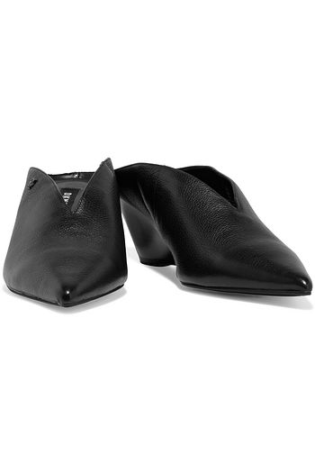 DKNY Lila pebbled-leather wedge mules