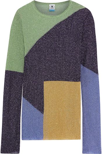 M MISSONI Color-block metallic crochet-knit sweater