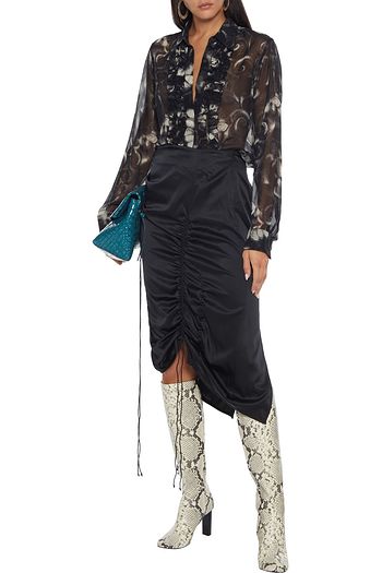 DRIES VAN NOTEN Chow ruffle-trimmed floral-print silk-georgette shirt