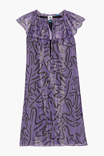 M MISSONI Ruffled printed metallic silk-blend georgette top