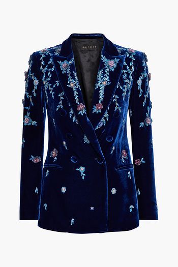 DUNDAS Floral-appliquéd embroidered velvet blazer