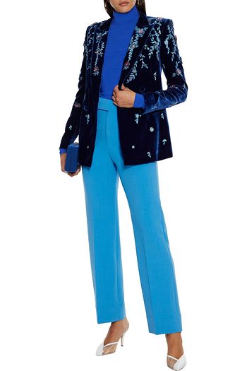DUNDAS Floral-appliquéd embroidered velvet blazer