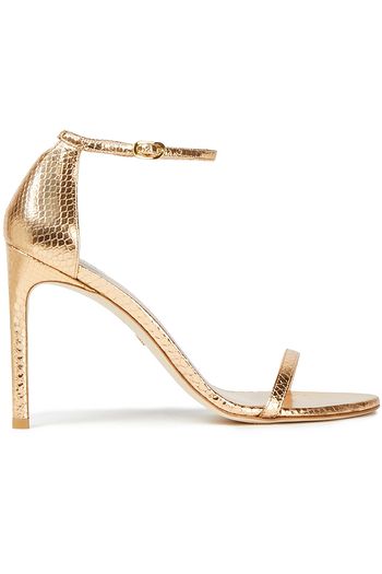 STUART WEITZMAN Sandalen aus Metallic-Leder mit Schlangeneffekt