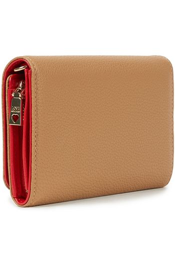 LOVE MOSCHINO Embroidered faux pebbled-leather wallet
