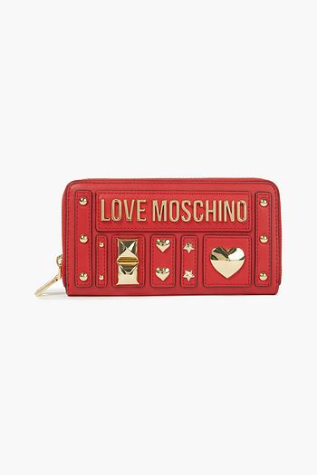 LOVE MOSCHINO Embellished faux leather continental wallet