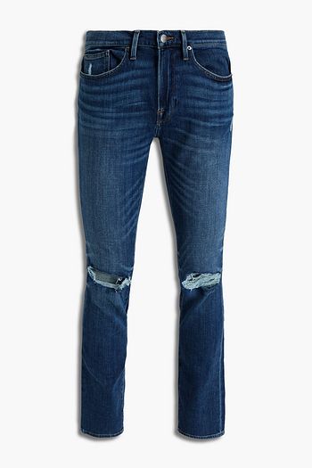 FRAME Skinny-fit whiskered distressed denim jeans