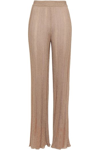 M MISSONI Fringed metallic crochet-knit flared pants
