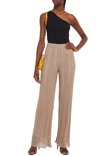 M MISSONI Fringed metallic crochet-knit flared pants