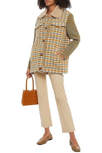 M MISSONI Knit-paneled wool-blend tweed jacket