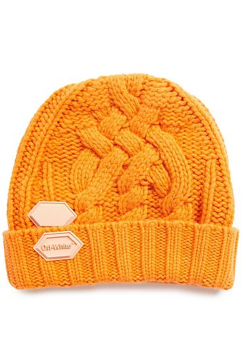 OFF-WHITE™ Appliquéd cable-knit wool beanie